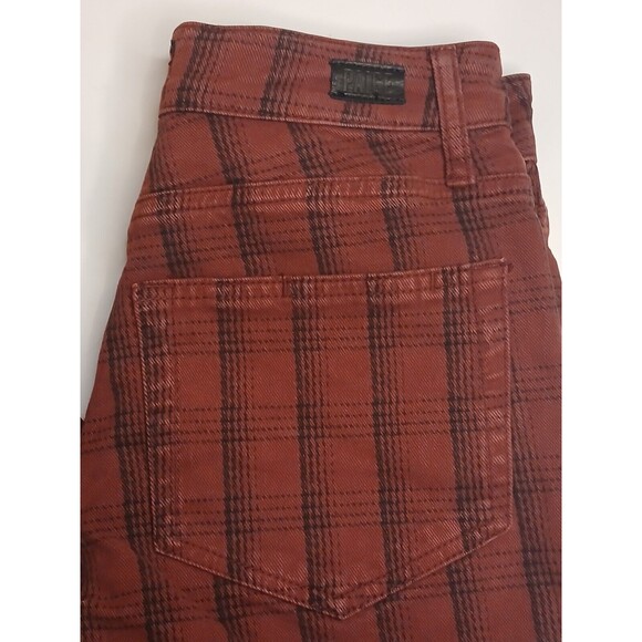 NWT PAIGE Sz 25 Hoxton Tartan Plaid High Waist Ankle Skinny Pant Stretch Red/Blk - Picture 3 of 16